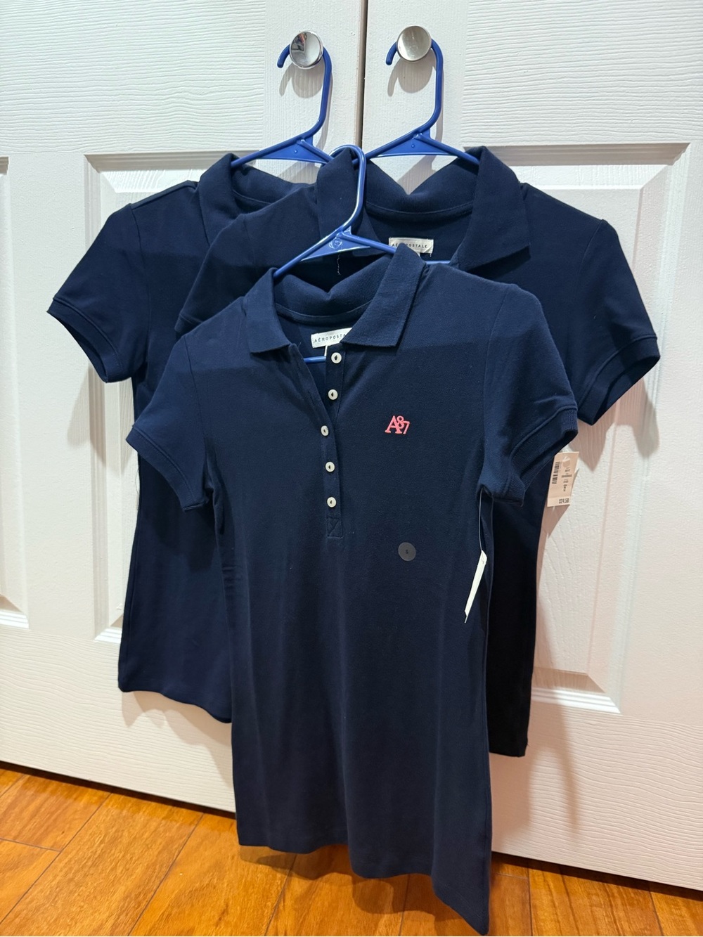 Aeropostale Navy Polo with Pink A87 Embroidery